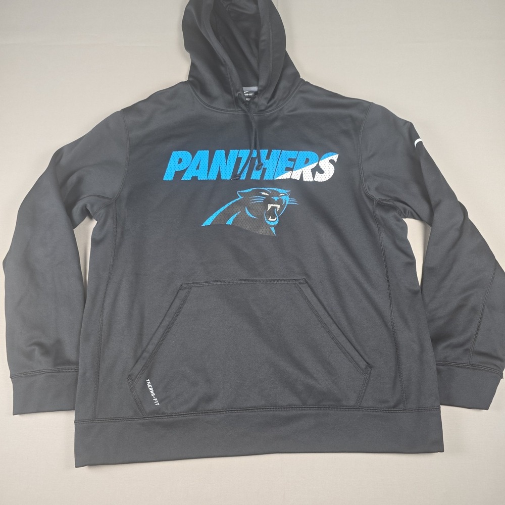 Nike NFL Carolina Panthers Football Therma-Fit Hoodie Sweatshirt Mens L Pullover